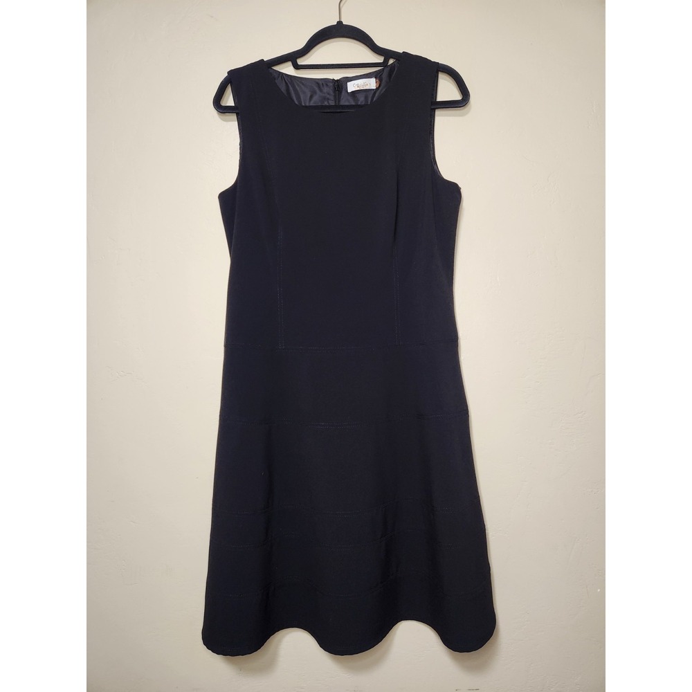 Calvin Klein Black Sleeveless Tiered Dress Womens Size‎ 12 Aline